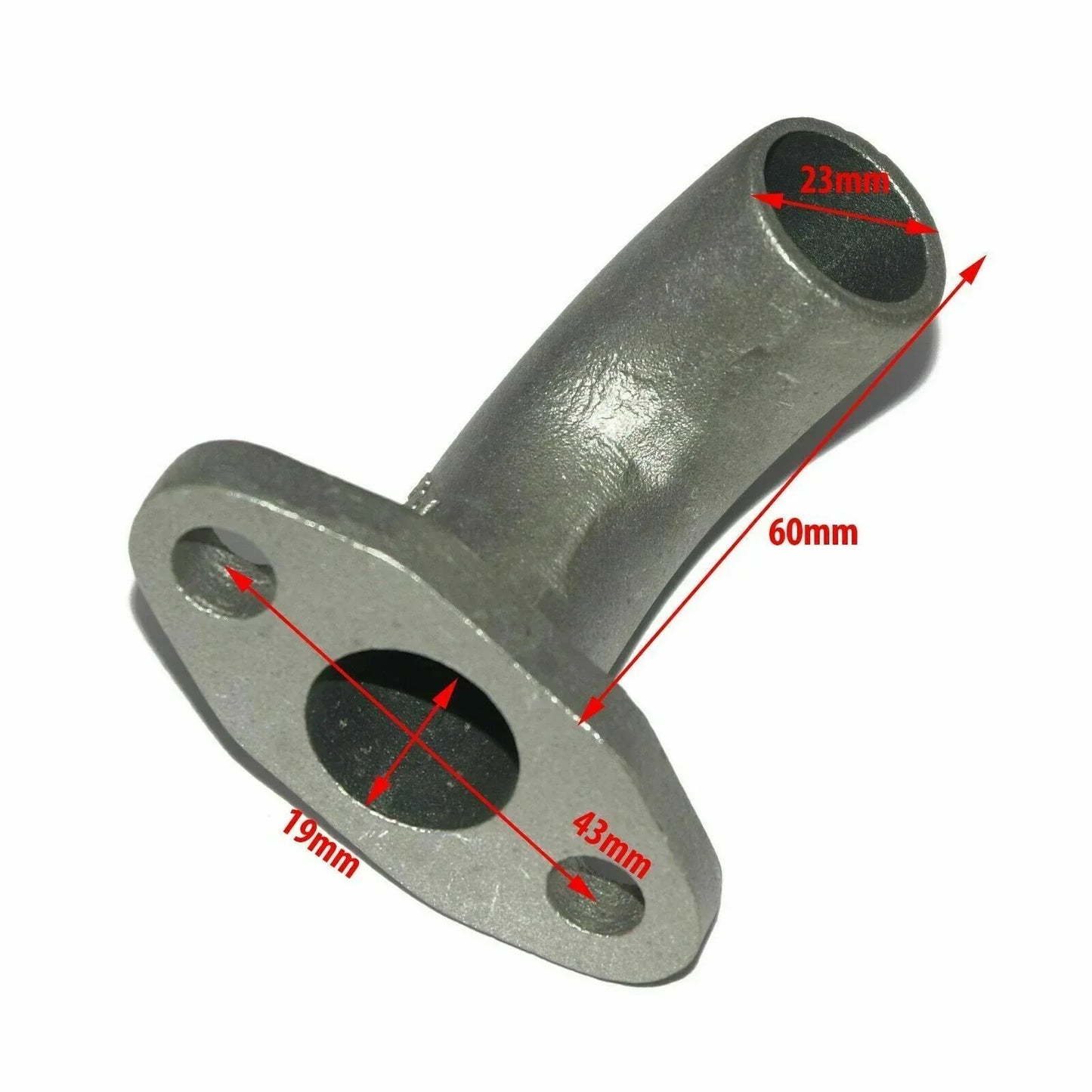 Water elbow bypass connection for Massey Ferguson model, steel, 60mm long, 23mm inlet diameter
