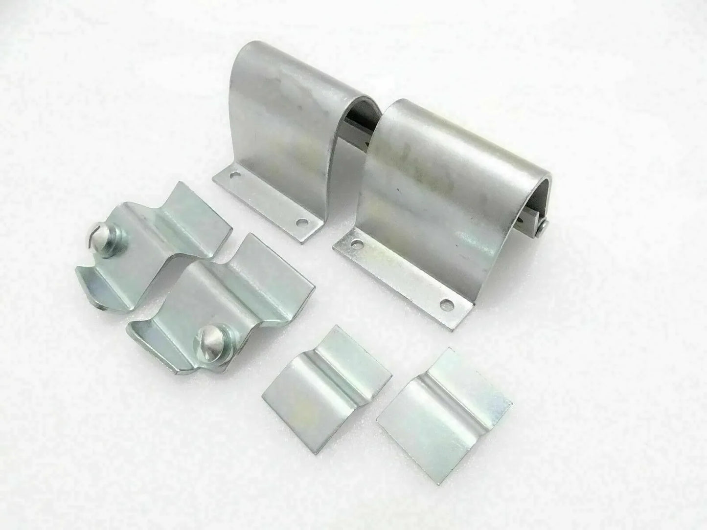 Windshield frame hinge set with brackets, silver metal
