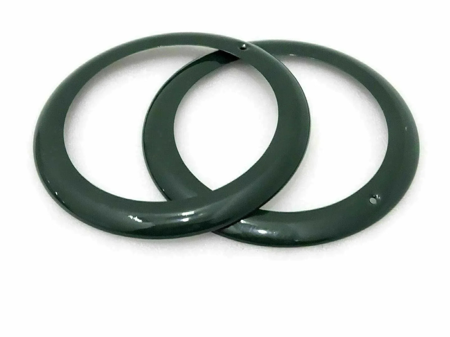 Pair of dark green exterior headlight rim rings