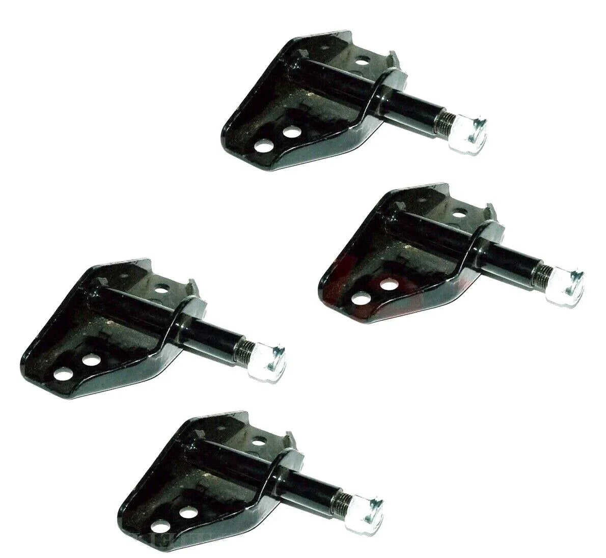 Metal shocker mount bracket kit, four black brackets with bolt studs