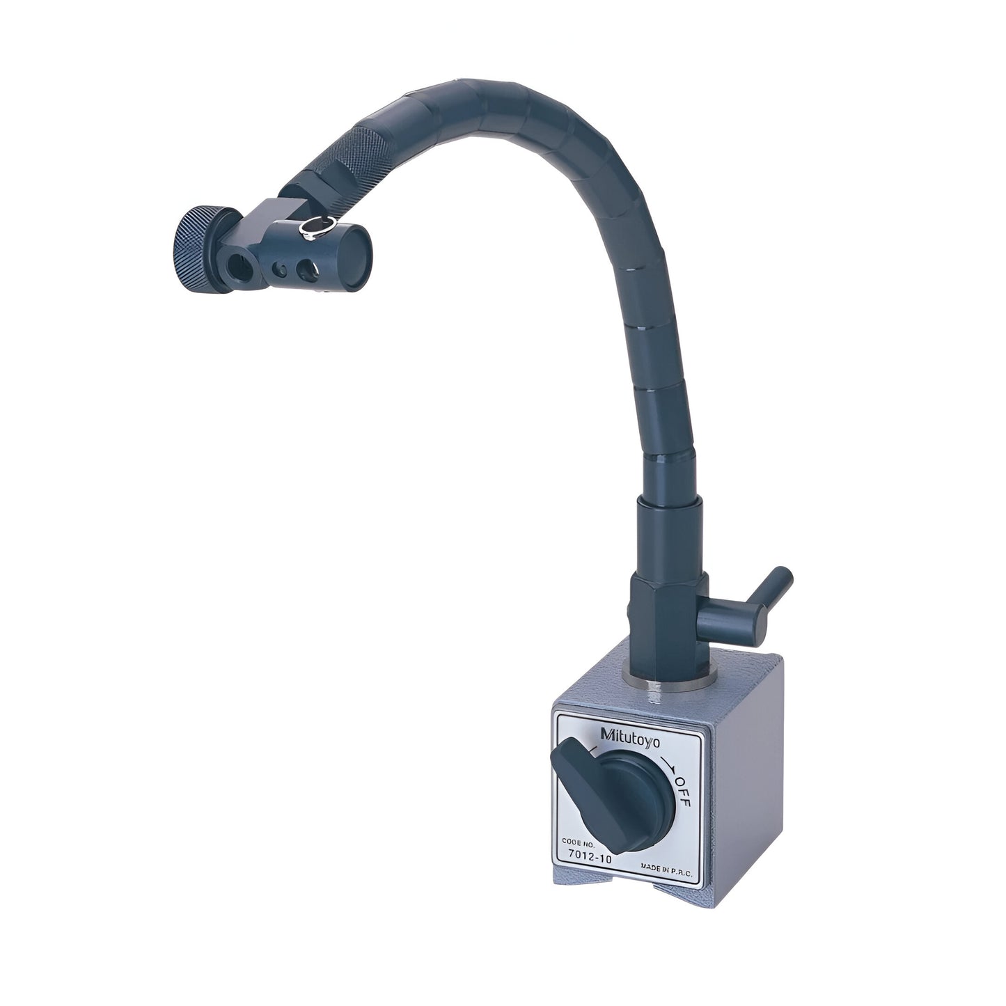 Mitutoyo magnetic base with flexible arm for precision measurement in industrial applications