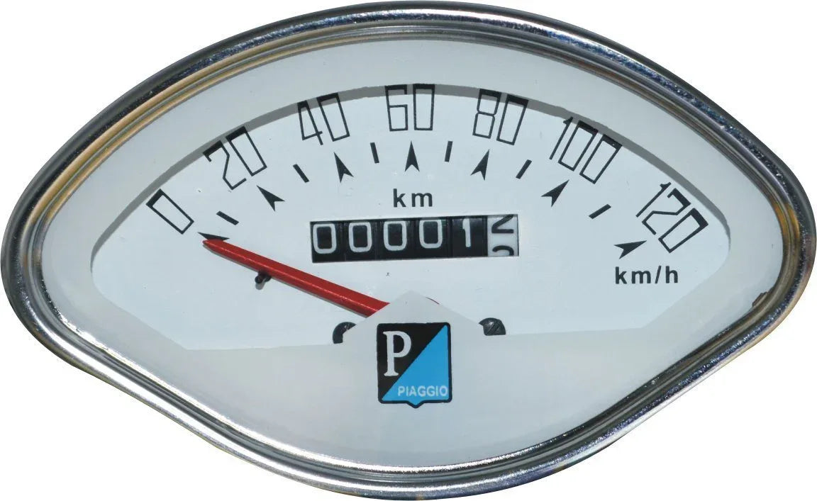 VESPA WHITE FACE SPEEDOMETER 0-120 kph VBB/SS/GS/SPRINT SPEEDO Free Ship - StellerGear