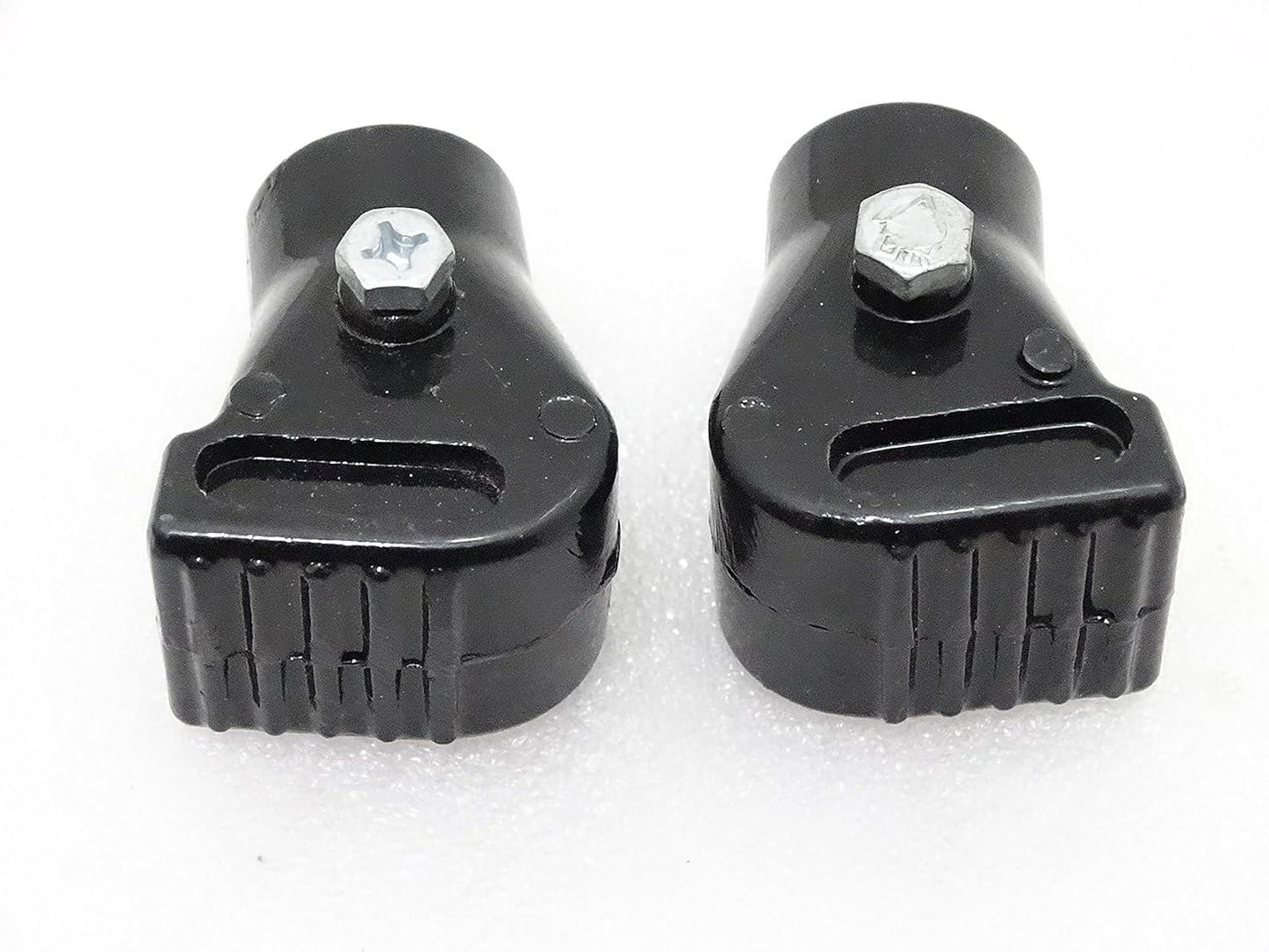 Pair of alloy stand feet for motorcycles, durable black finish, designed for stability and support