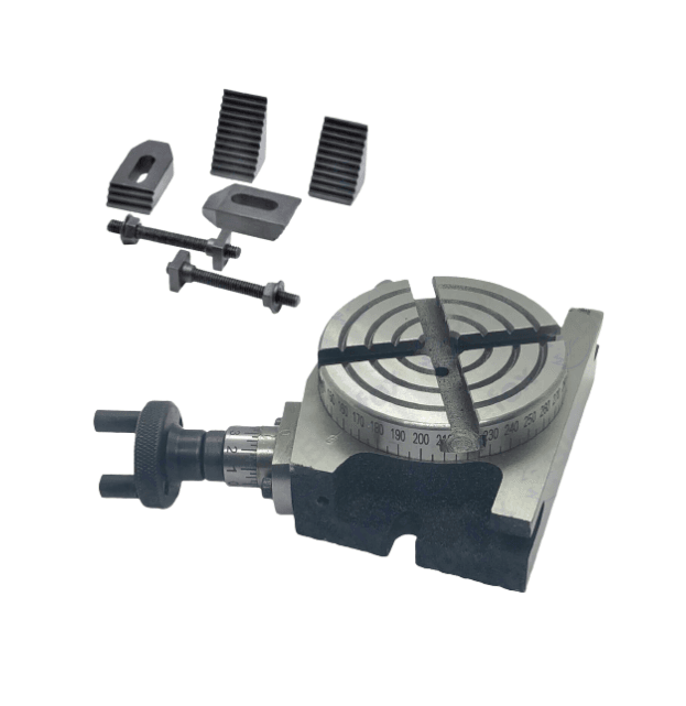 Precision rotary table with clamping kit for horizontal and vertical machining applications