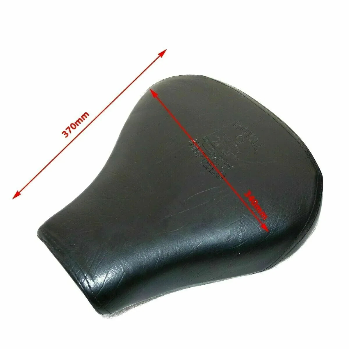 Royal Enfield front seat, black leather, size 370mm, ideal for motorcycle riders seeking comfort