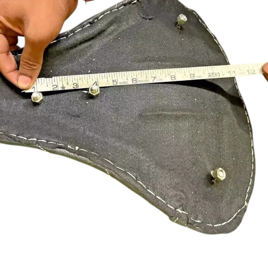 Leather front saddle seat black designed for Royal Enfield Classic 350 with clear measuring details