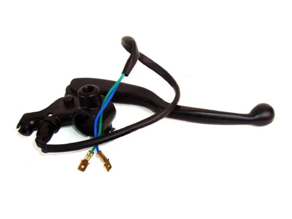 Royal Enfield brake lever assembly, black, with electrical connectors for easy installation