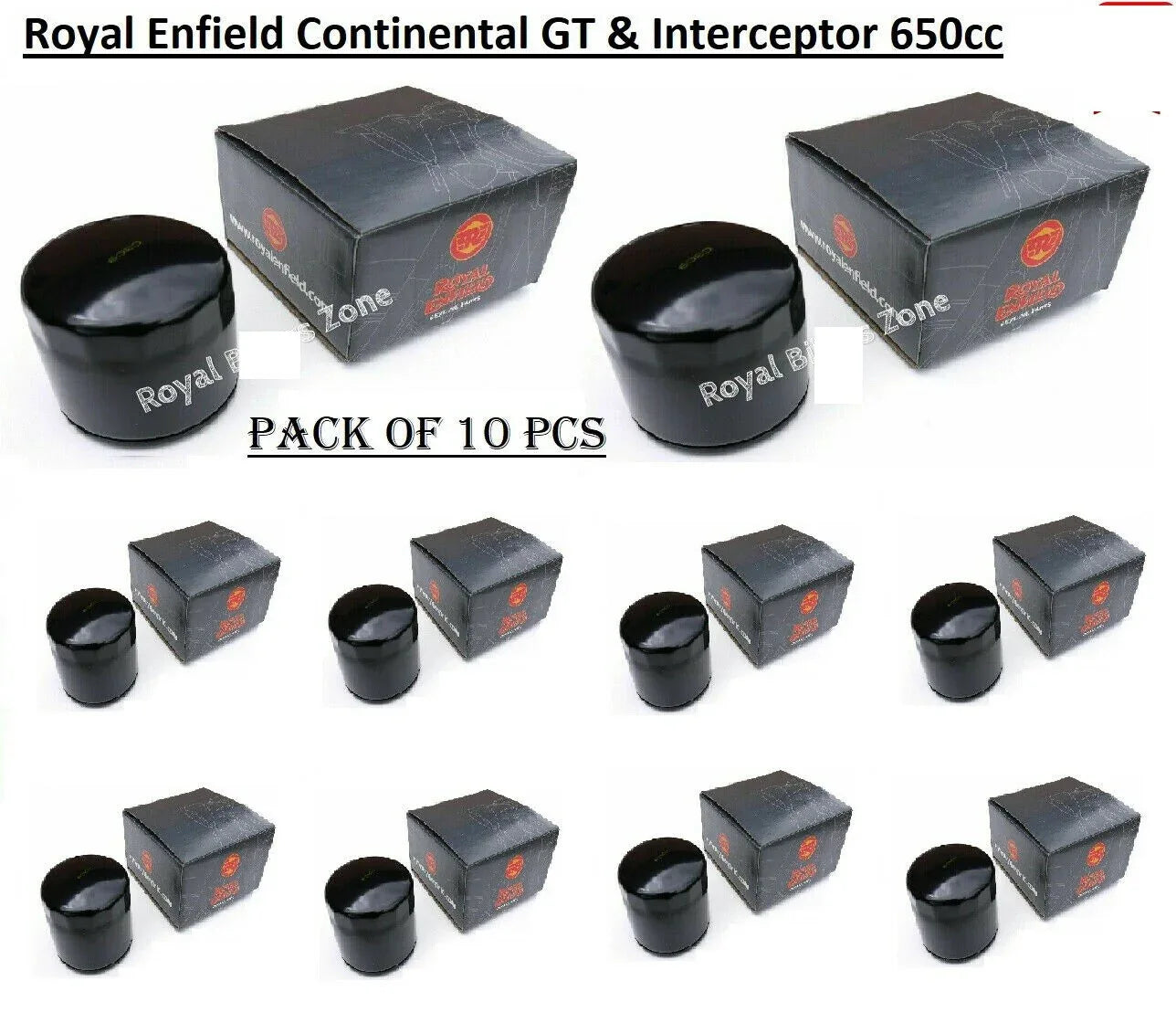 Royal Enfield oil filter element, pack of 10, designed for Continental GT and Interceptor 650cc motorcycles
