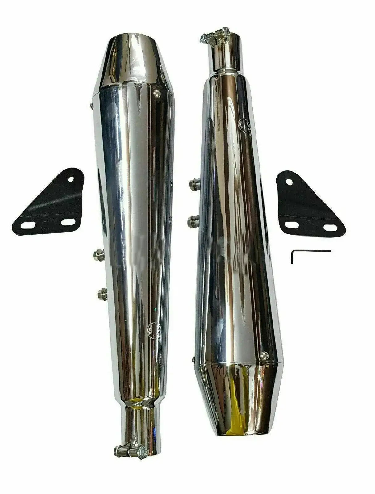FOR Royal Enfield Interceptor 650cc Twin Exhaust Muffler Silencer Chrome - StellerGear