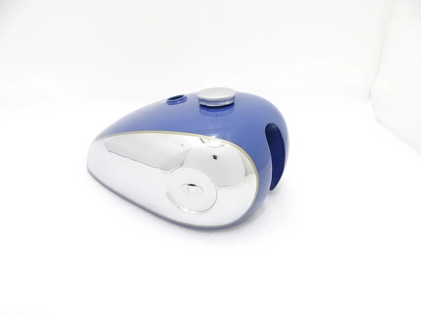 BSA B33 2 GALLON SWINGING ARM BLUE PAINTED CHROME PETROL TANK 1955 + CAP - StellerGear