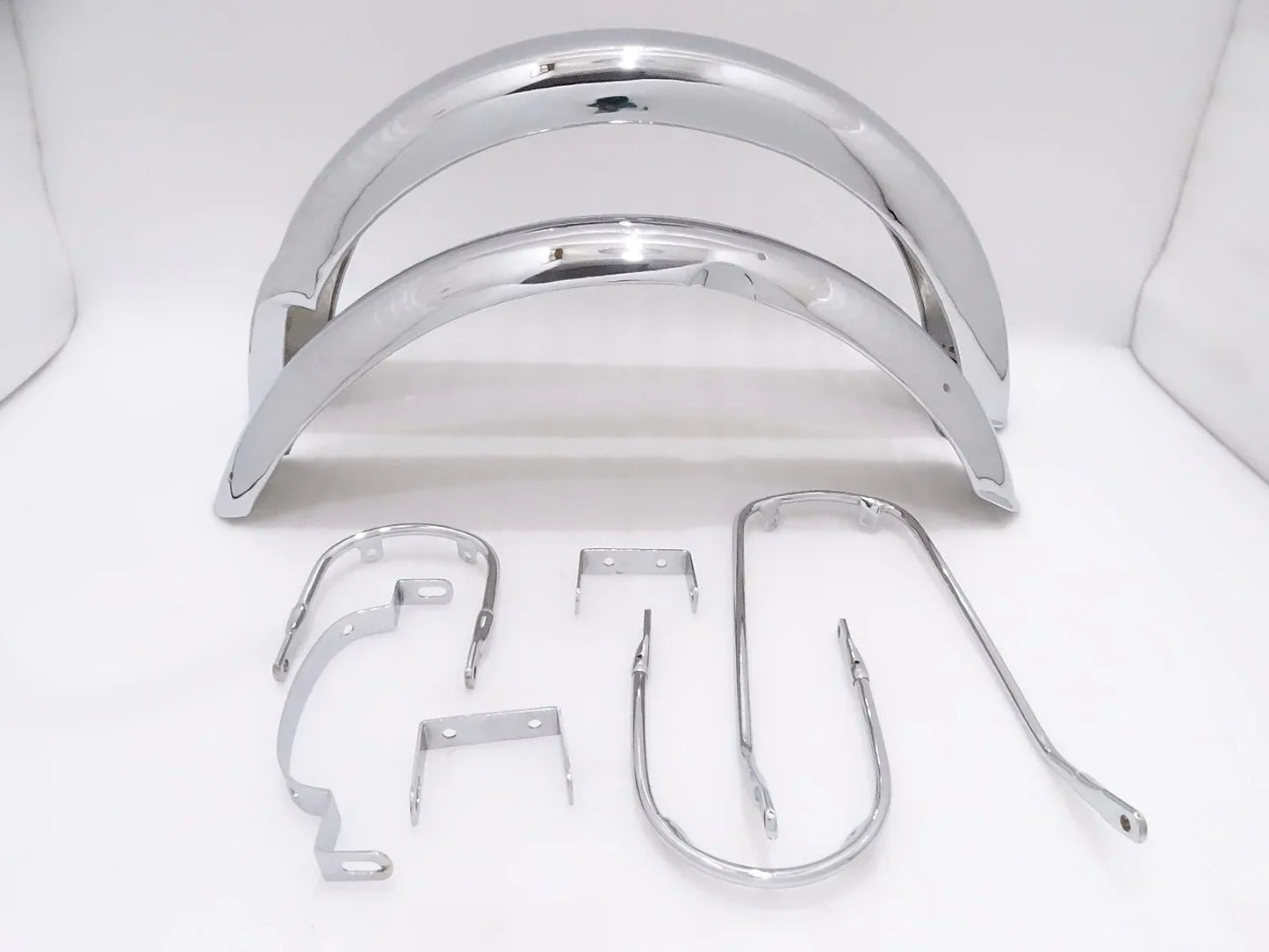 TRIUMPH T140 FRONT & REAR CHROME MUDGUARDS WITH STAYS AND BRACKETS - StellerGear