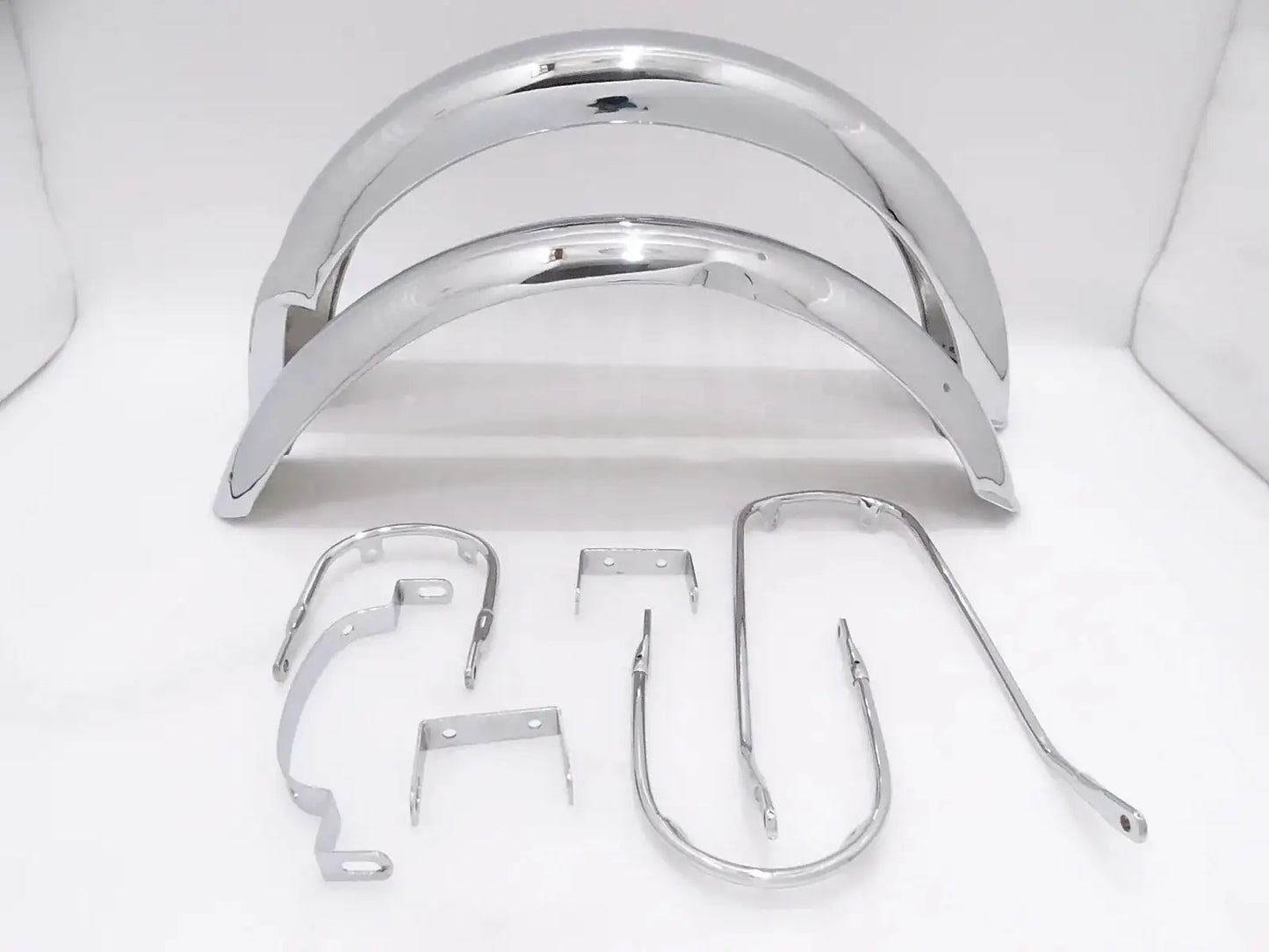 TRIUMPH T140 FRONT & REAR CHROME MUDGUARDS WITH STAYS AND BRACKETS - StellerGear