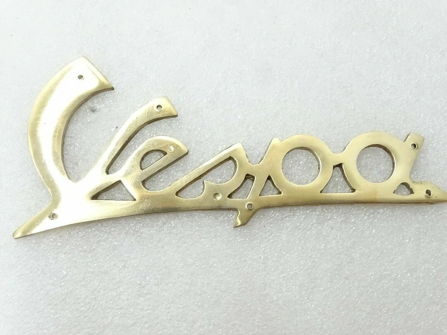 Vespa Brass Legshield Script Badge With Rivets VBB VBA Super Sprint - StellerGear