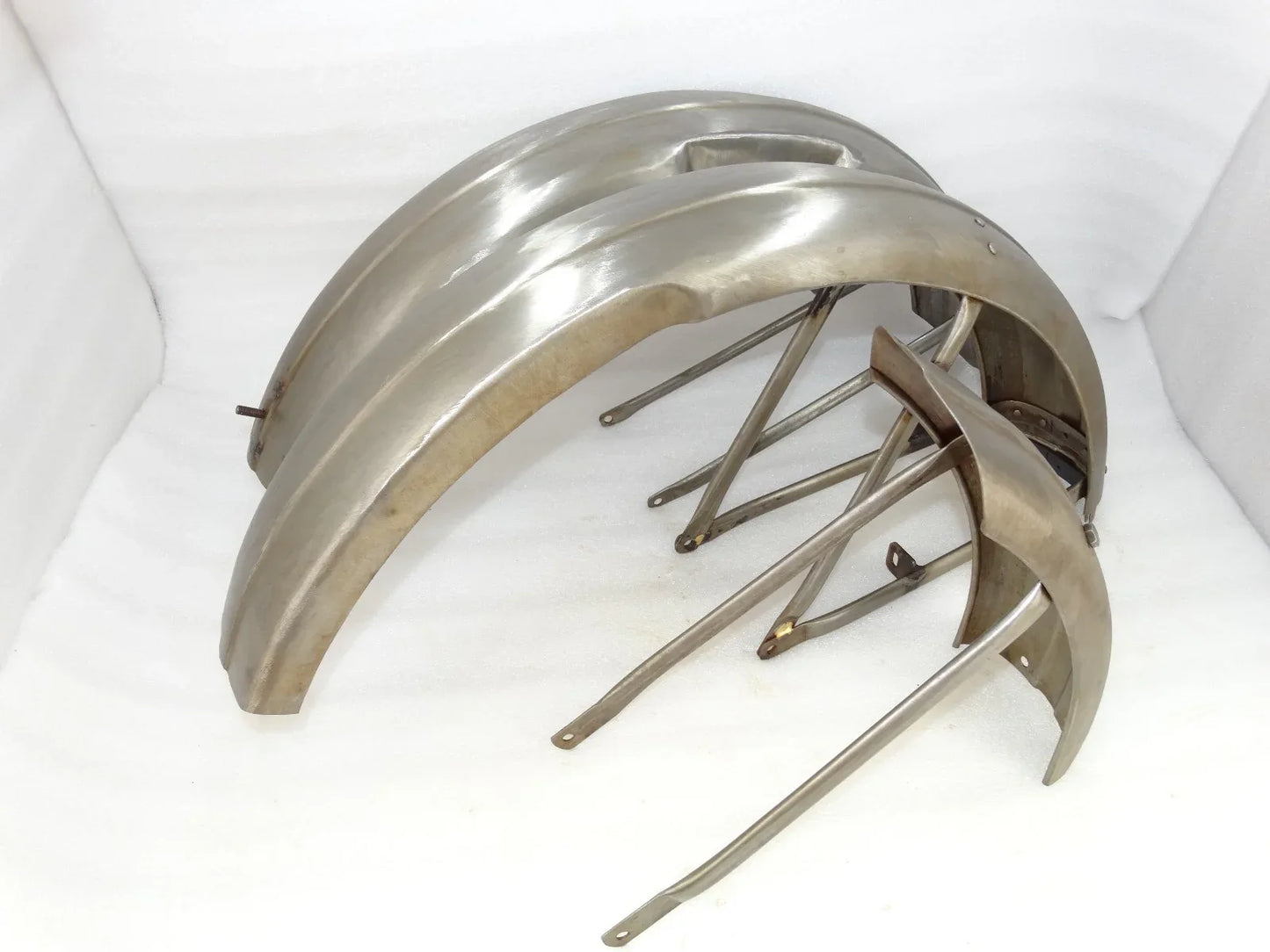 TRIUMPH T80 FRONT AND REAR MUDGUARD SET RAW STEEL (REPRODUCTION) - StellerGear