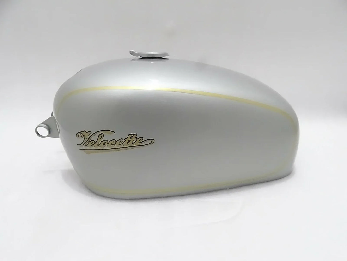 Velocette Thruxton Silver Painted/Golden Lining Petrol Tank - StellerGear