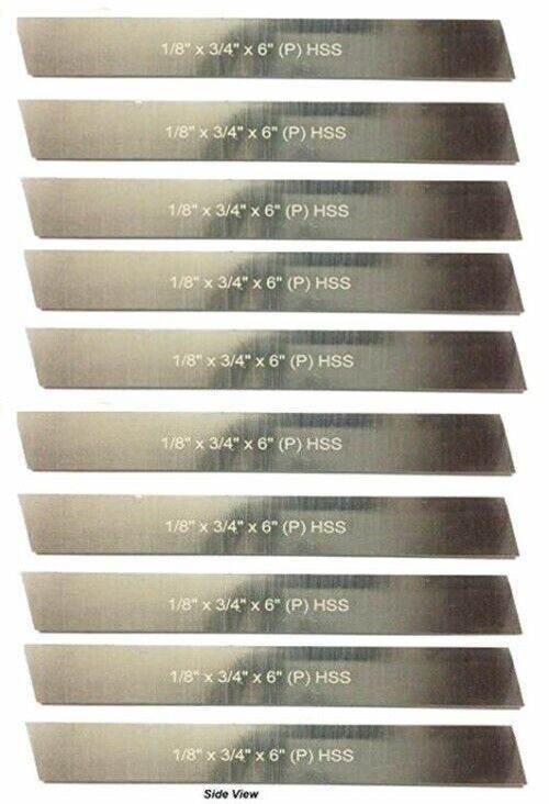 Set of 10 HSS Blades 1/8" x 3/4" (Wide) x 6" (Long) Parting Cut Off Tool Holder - StellerGear