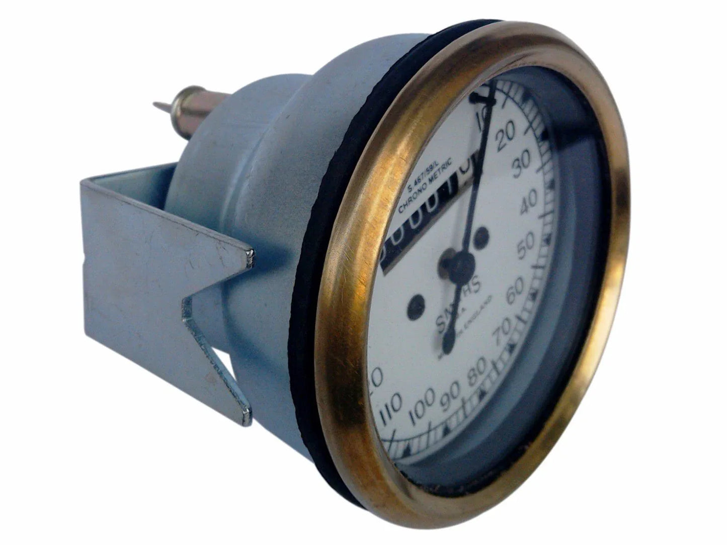 White Face 10-150 MPH Speedometer Brass Bazel Smith Chrono Metric - StellerGear