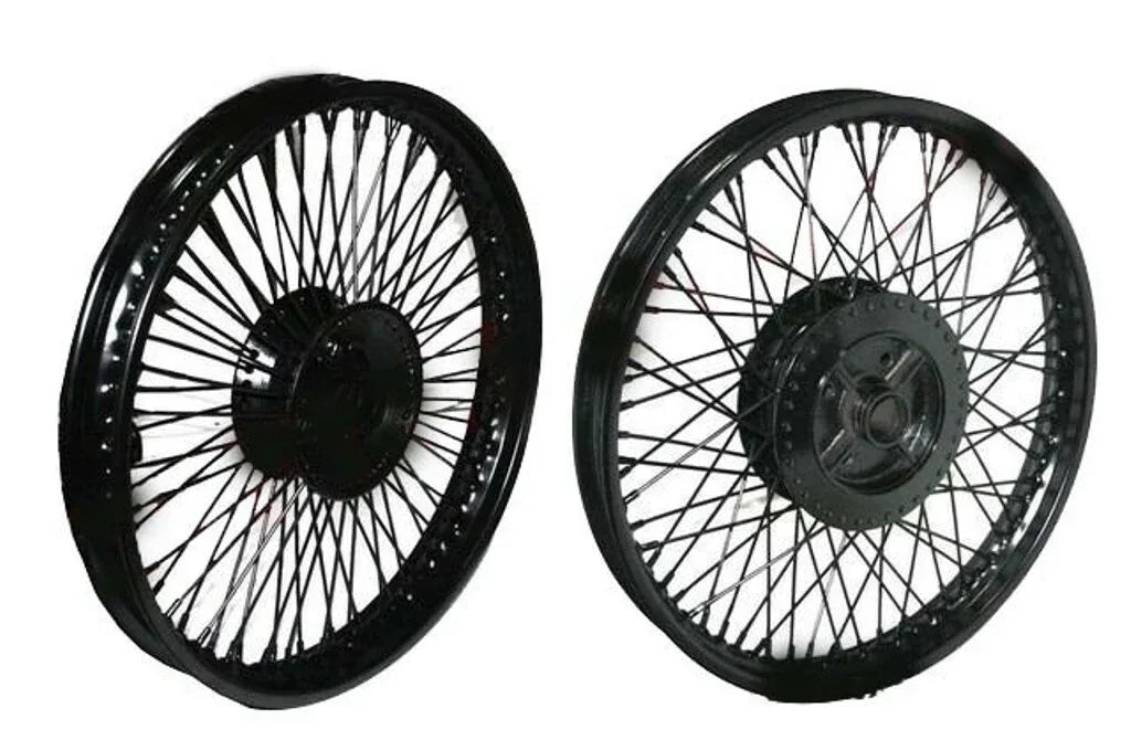 80 SPOKES FRONT REAR DISC BRAKE BLACK STEEL WHEEL RIM WM2-19"ROYAL ENFIELD - StellerGear