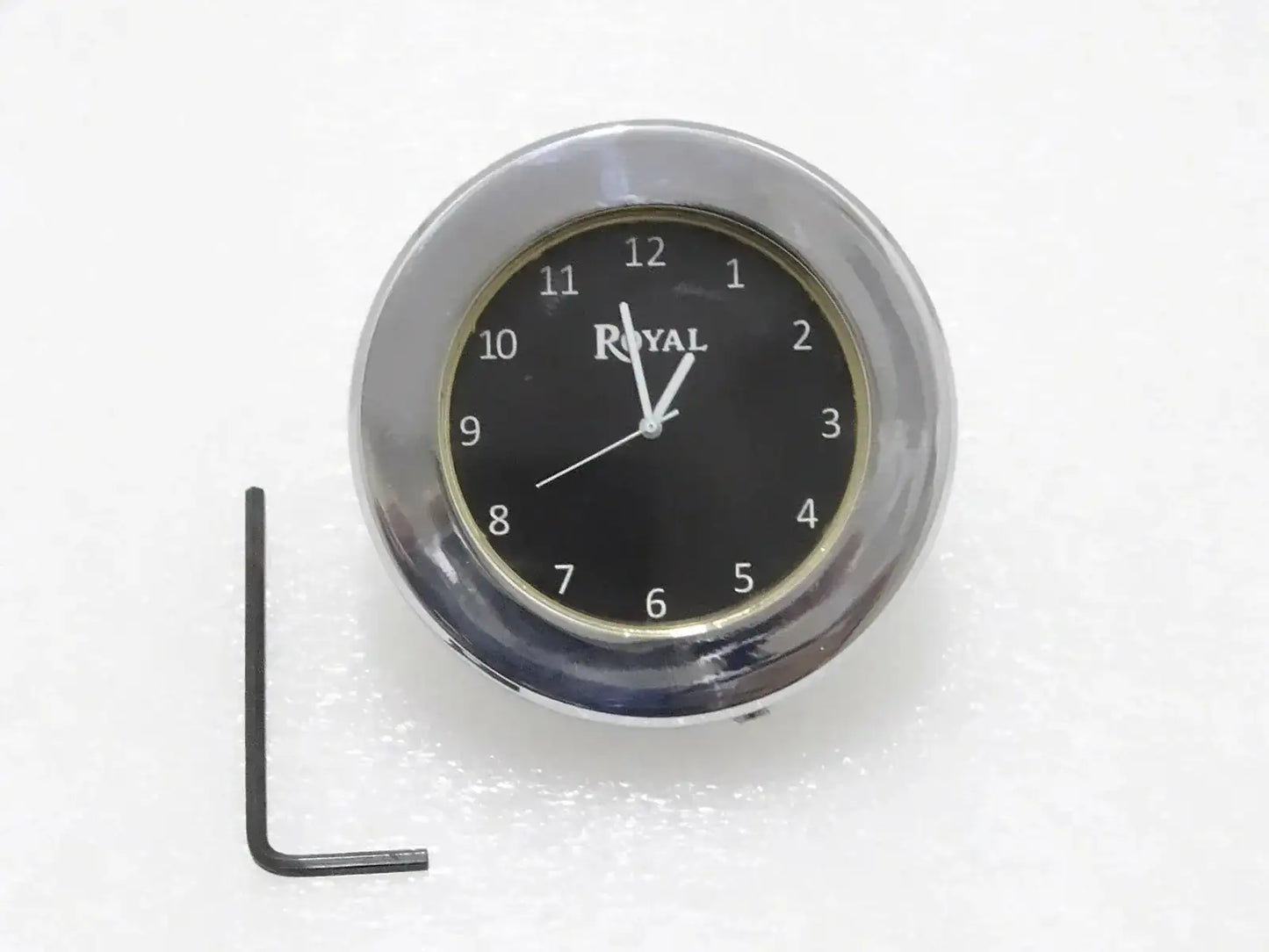ROYAL ENFIELD BLACK DIAL BRASS CHROME STEM NUT CLOCK WATCH - StellerGear