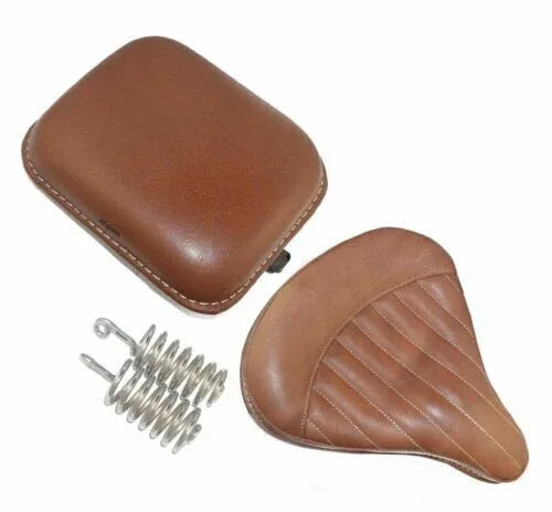 Brown Pure Leather Front Rear Saddle Seat FIT FOR Royal Enfield Classic 350cc 500cc - StellerGear