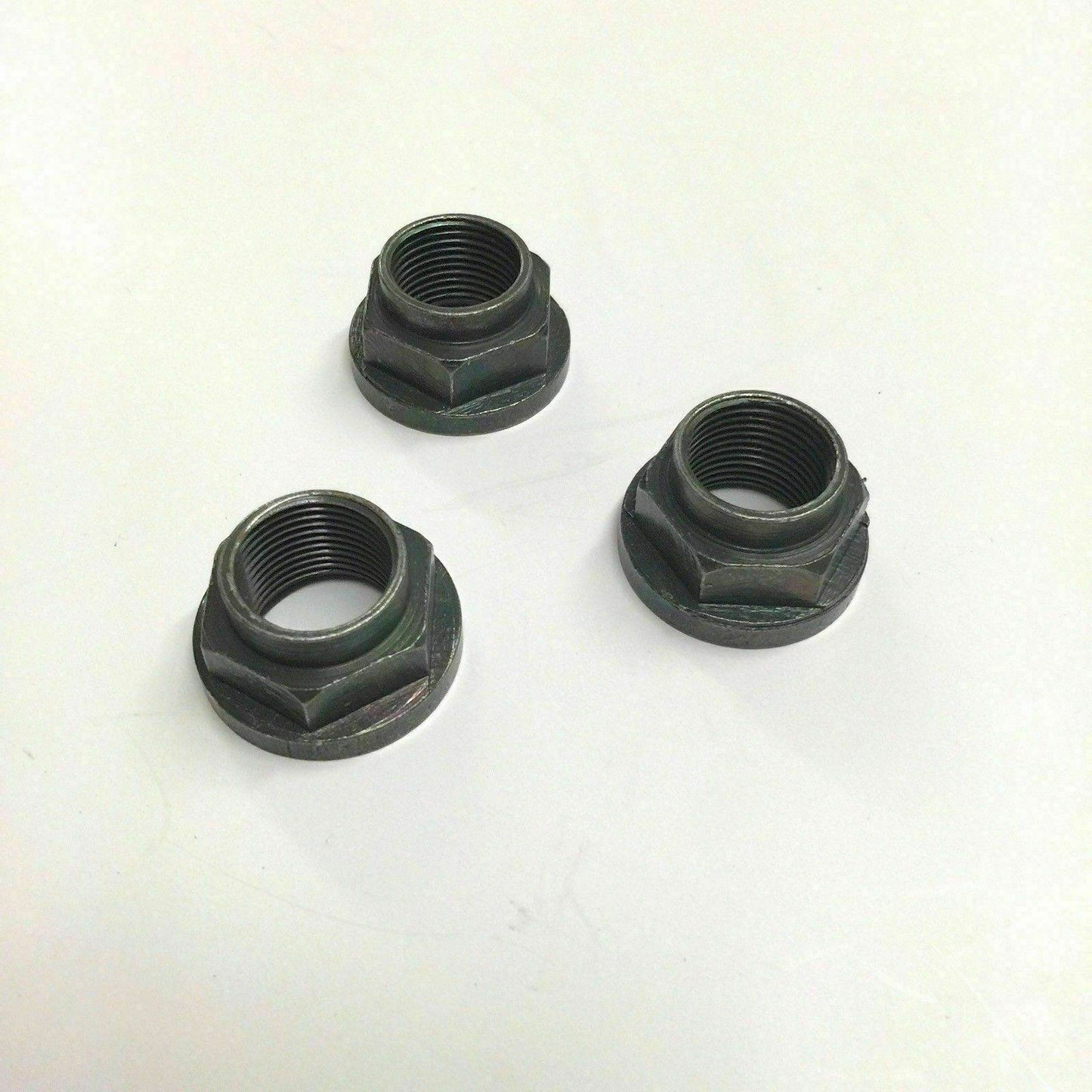Three Samurai transfer case flange nuts designed for secure and reliable automotive applications