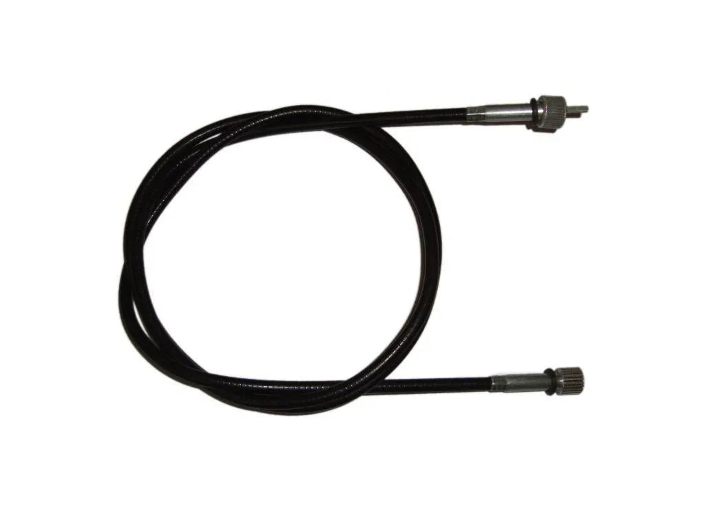 Motorcycle speedometer cable, black housing with two metal ends