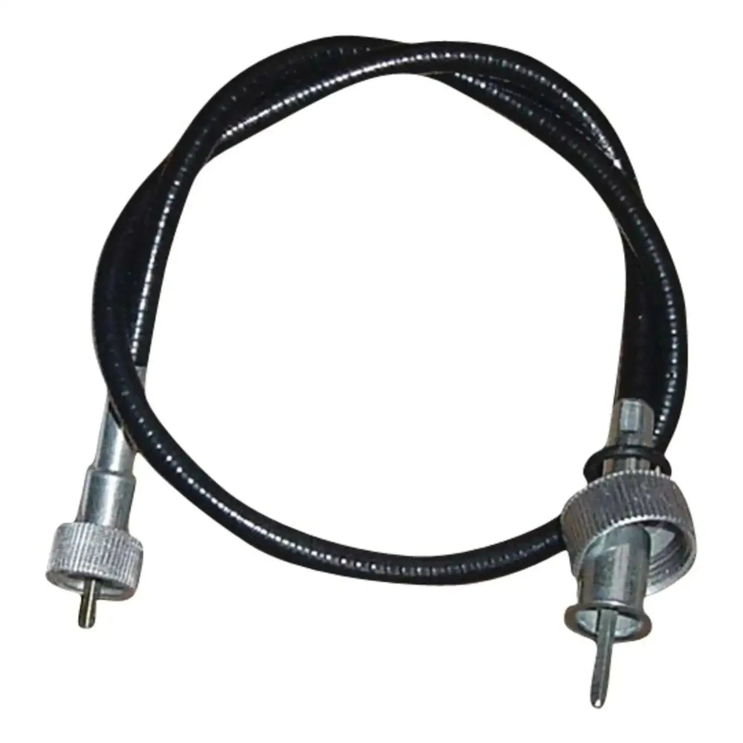 Speedometer cable in black with metal fittings and connector ends