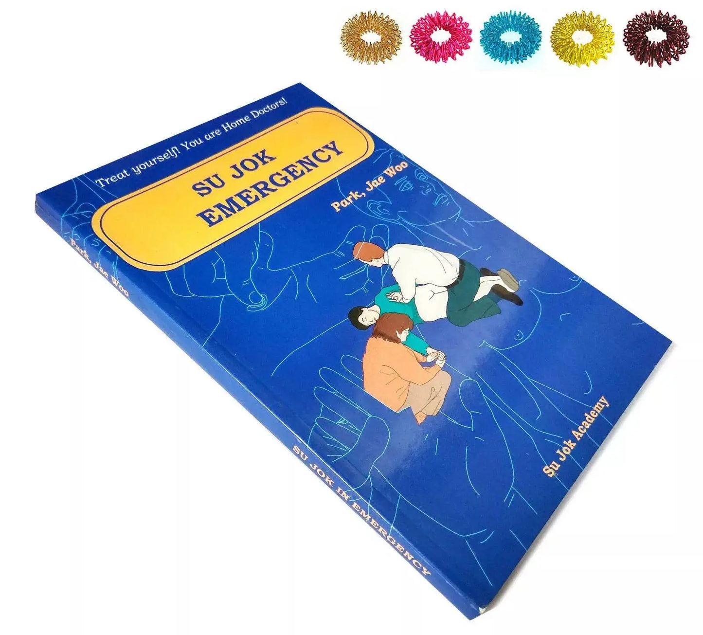 Su Jok emergency book with Sujok acupressure rings in various colors for holistic healing