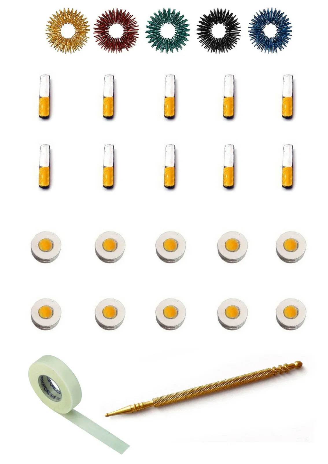 Sujok Therapy Bar Chakra Magnets, Slim Jimmy, Micropore Tape, Acu Rings - StellerGear