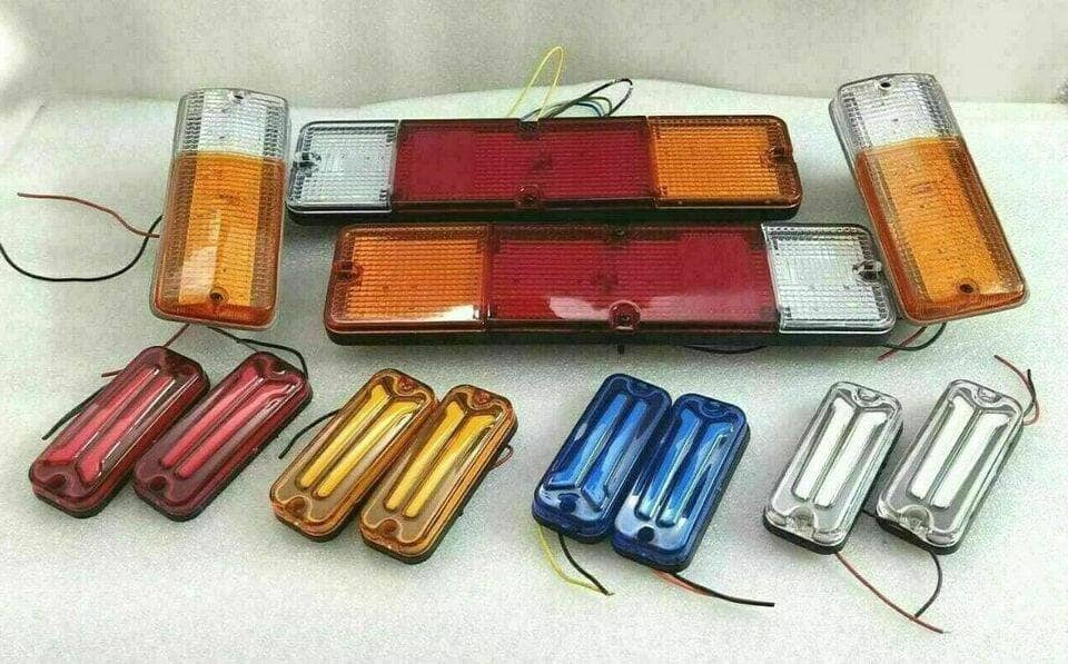 Suzuki Samurai LED tail lights indicators and front bumper lights in various colors for vehicle customization