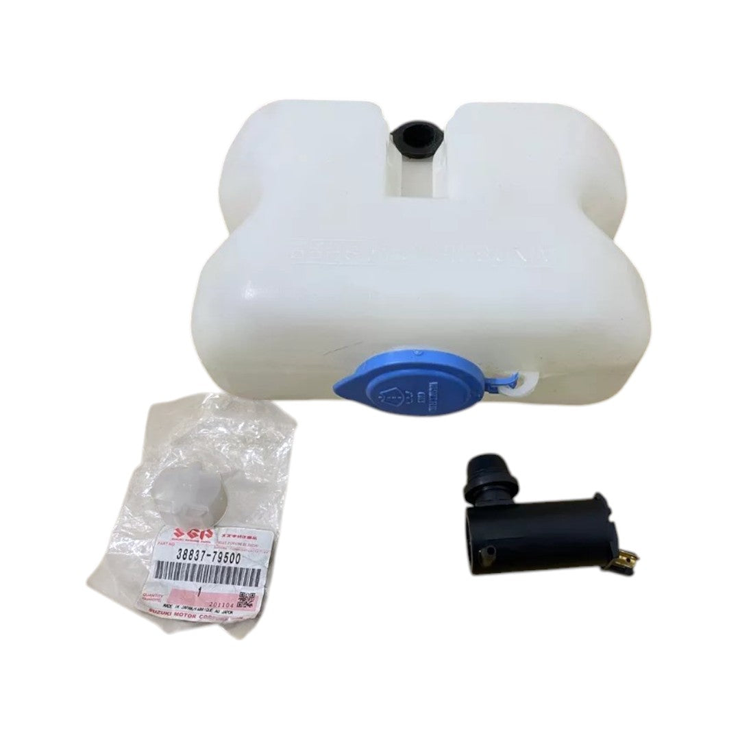 Windshield washer reservoir Suzuki with attached pump for efficient vehicle cleaning