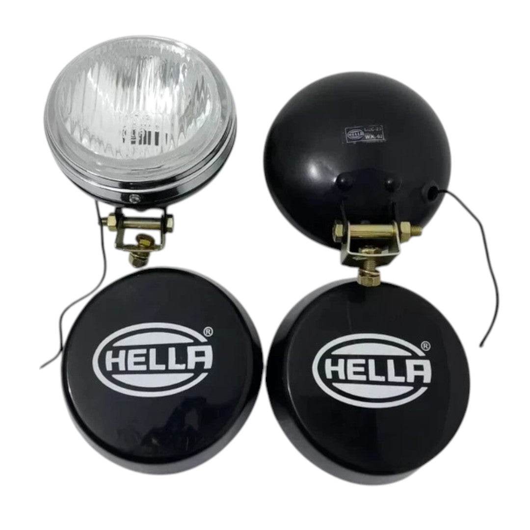 Pair Hella Clear Fog Lamp With Cover With Bulb H3 Halogen Bulb Universal Fit - StellerGear