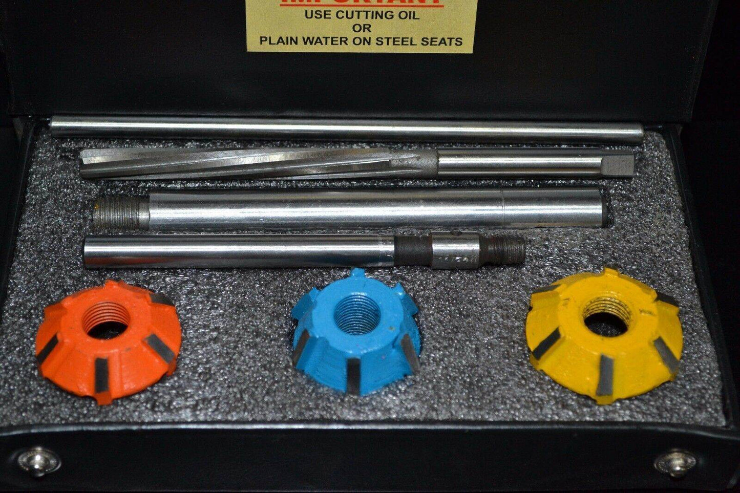 Valmet 311CS valve seat cutter kit with colorful cutting tools and durable storage case
