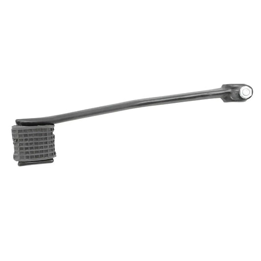 Black powder-coated kick starter lever with textured rubber grip and mounting bolt