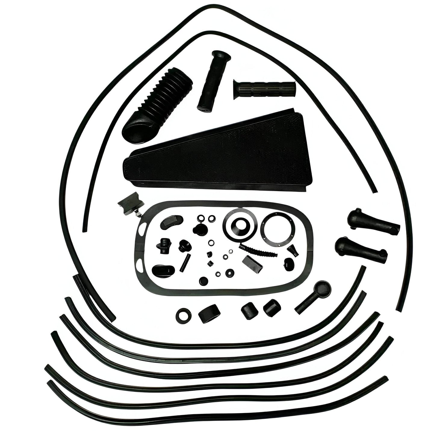 FULL BODY RUBBER KIT BLACK FOR VESPA 125 150 VBB VBA VNA VNB SPRINT GT GL - StellerGear