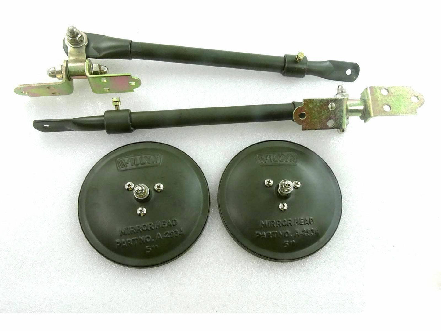Pair Of Adjustable Arm Mirror Bracket Kit 5" Mirror for Vintage Jeep Willys - StellerGear