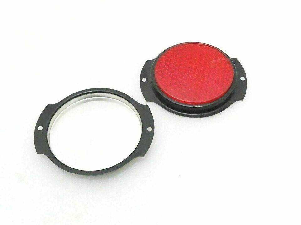 Willys Jeep red reflectors with black bezel for enhanced visibility and safety on vehicles