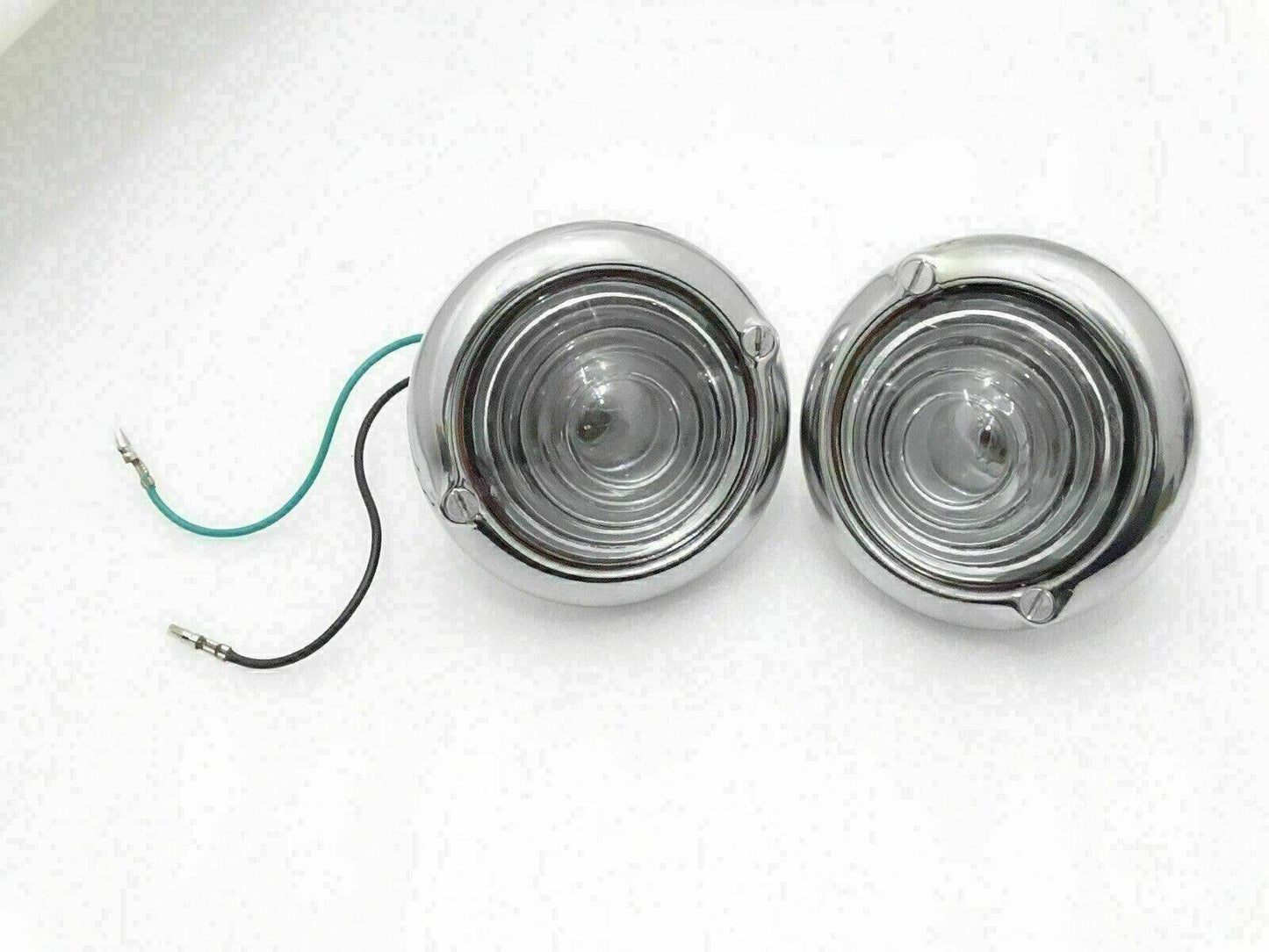 Pair of clear glass lights for Willys Jeep turn signal lights with chrome housing for enhanced visibility