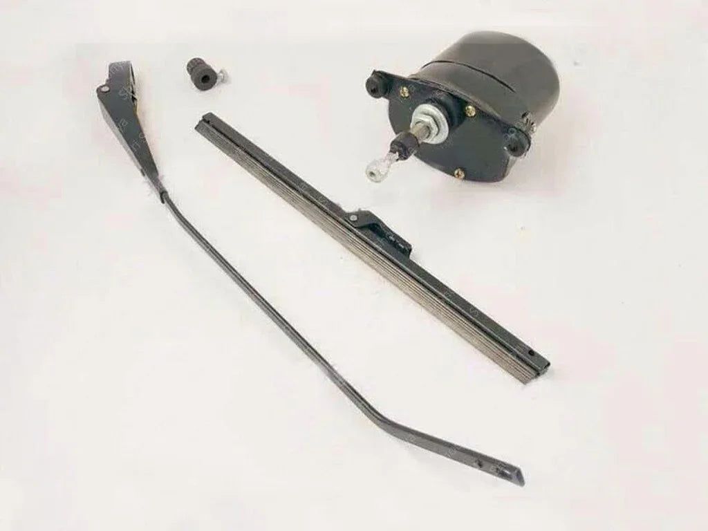 12V windshield wiper motor and blade kit with mounting hardware