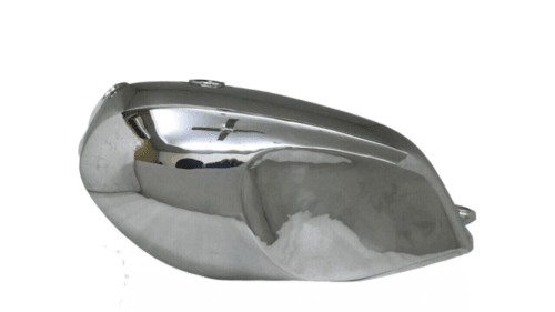 Aftermarket Yamaha RD350LC fuel tank 1980 with polished chrome finish for classic motorcycle restoration