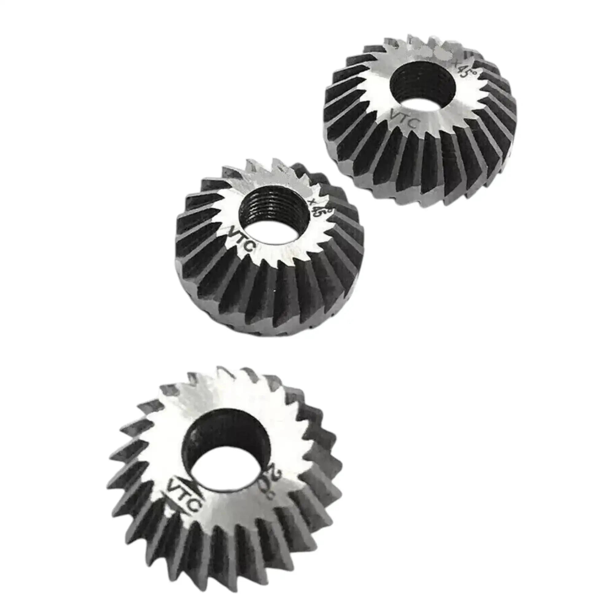 Valve seat cutter set with three steel cutting tools, designed for automotive valve machining