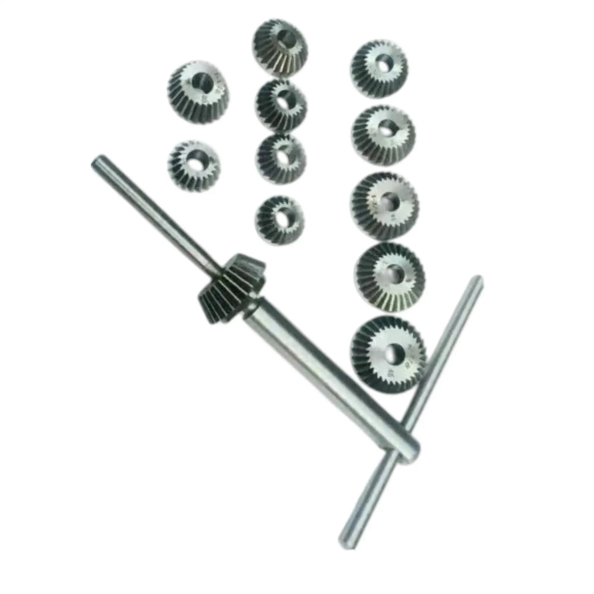 Valve seat cutter set with multiple steel cutter heads for precision machining in automotive applications