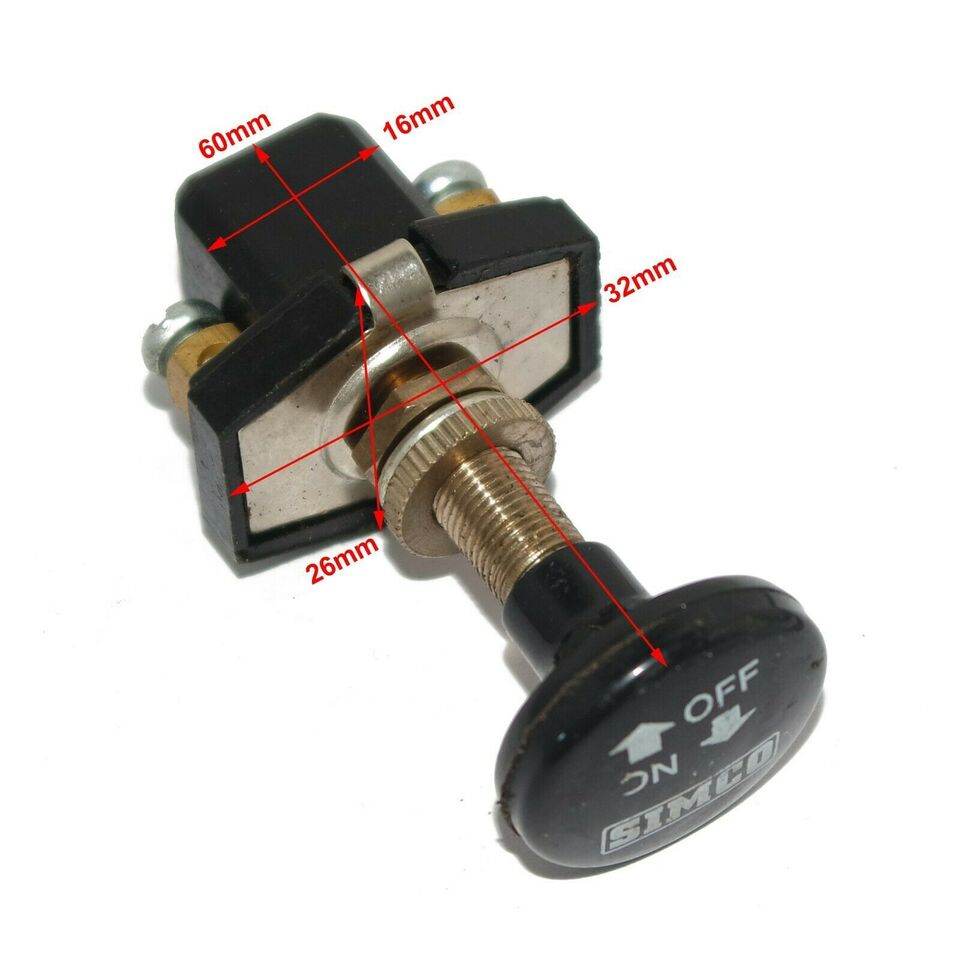 Long On Off Push Pull Switch 12v 5AMP Screws Terminals Long Thread Rod - StellerGear