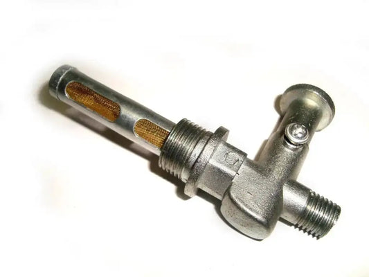 Fuel tank petcock valve with brass filter screens and threaded fittings