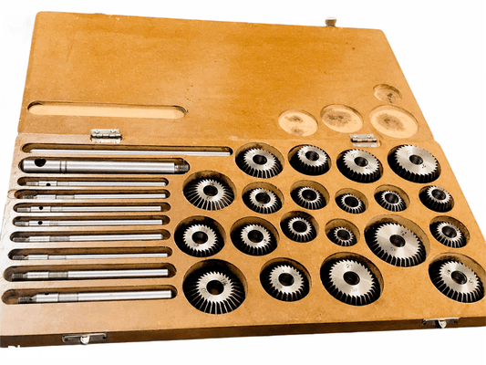 20 piece valve seat cutter set in wooden case with various sizes for precise machining applications
