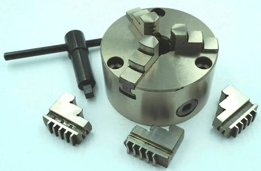 100mm 3-jaw self-centering chuck with reversible jaws, front-mount