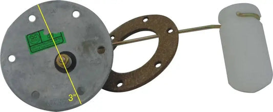 Fuel tank sending gauge with gasket, round metal sensor plate and wire lead