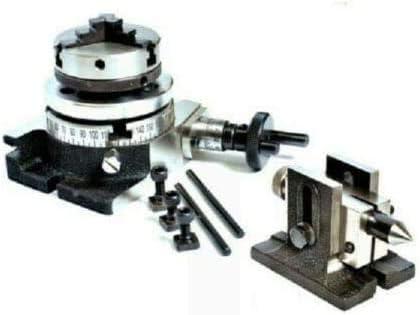 Rotary Table 3 / 80mm with 50mm Mini Scroll Chuck Single Bolt Tailstock - StellerGear