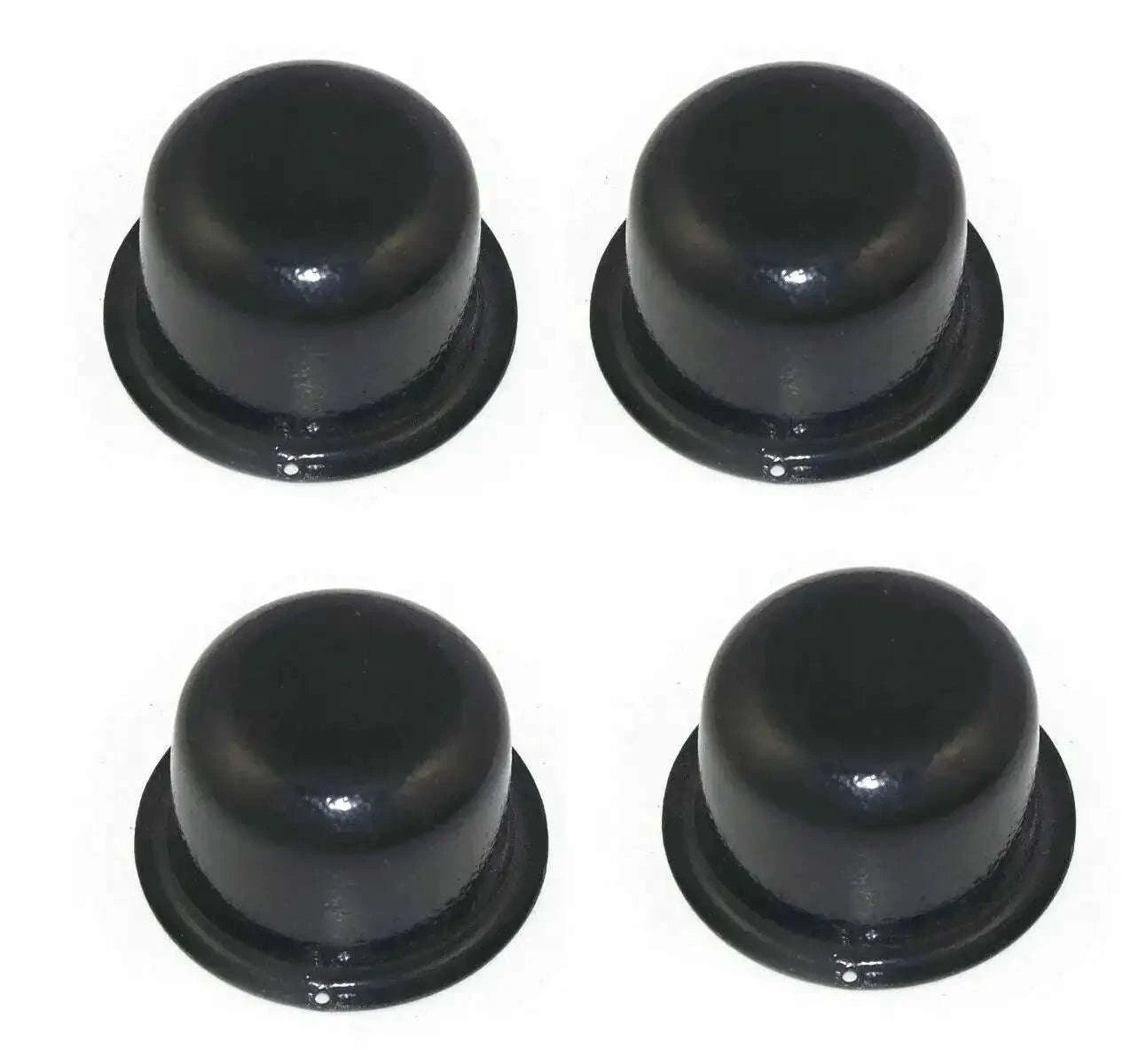 Black wheel hub dust caps, set of four, round rubber caps