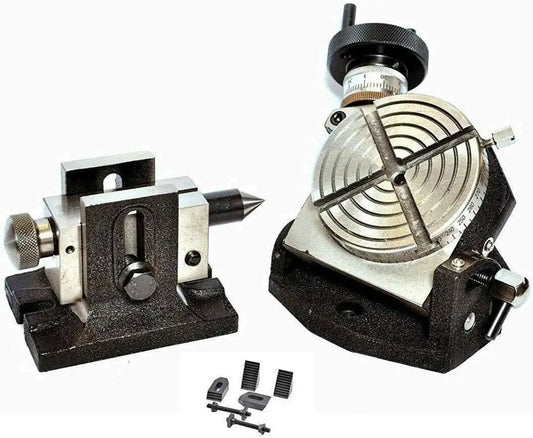 Tilting Rotary Table 4/100 mm with Single Bolt Tailstock M6 Clamping Kit Set - StellerGear